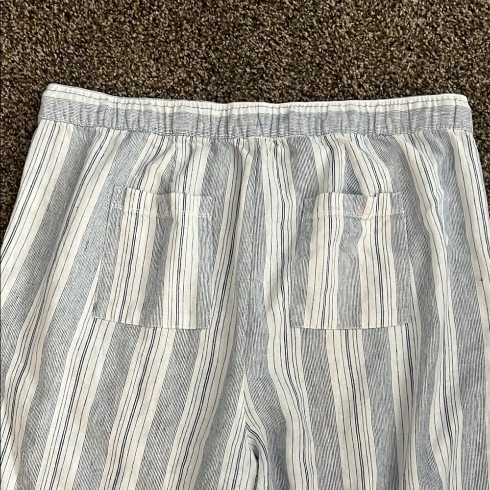 GAP Linen Striped Blue Pull On Pants Plus Size XXL - Picture 5 of 9